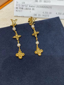 Louis Vuitton LV letter pearl four-leaf clover long earrings-3832  